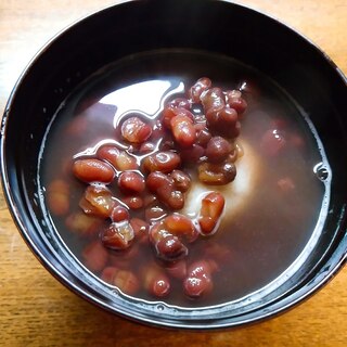 茹で小豆缶で餡餅ぜんざい